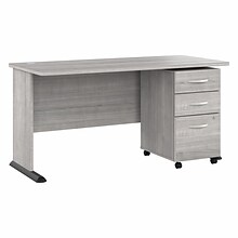 Bush Business Furniture Studio A 60W Computer Desk with 3 Drawer Mobile File Cabinet, Platinum Gray