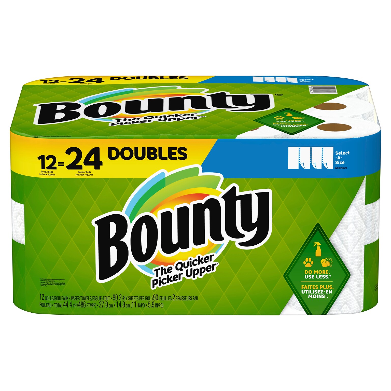 Bounty Select-A-Size Paper Towels, 2-ply, 90 Sheets/Roll, 12 Rolls/Pack (66541/06130)