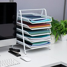 Mind Reader 5-Tier Stackable Paper Desk Tray Organizer, Metal, White (5TPAPER-WHT)