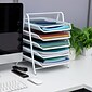 Mind Reader 5-Tier Stackable Paper Desk Tray Organizer, Metal, White (5TPAPER-WHT)