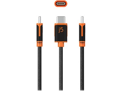 j5create 6' USB C to USB C Power Cable, Male to Male, Black (JUCX24)