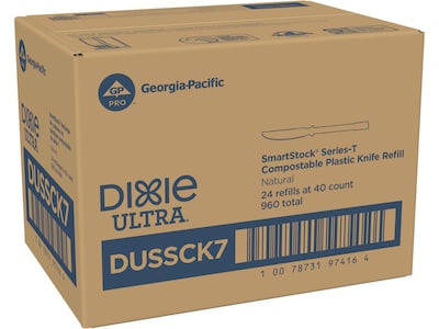 Dixie Ultra SmartStock Series-T Compostable Plastic Knife Refill, Beige, 40/Pack, 24 Packs/Carton (D