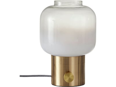 Adesso Lewis Incandescent/CFL Table Lamp, Antique Brass/White (6027-21)
