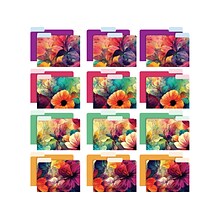 Global Printed Products Deluxe Designer Abstract Floral Heavy Duty File Folders, 1/3-Cut Tab, Assort