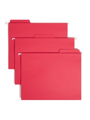 Smead FasTab Hanging File Folders, 1/3-Cut Tab, Letter Size, Red, 20/Box (64096)