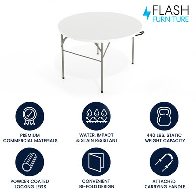 Flash Furniture Freeman Folding Table, 47.75 x 47.75, Granite White (DAD122RZ)