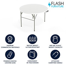 Flash Furniture Freeman Folding Table, 47.75 x 47.75, Granite White (DAD122RZ)