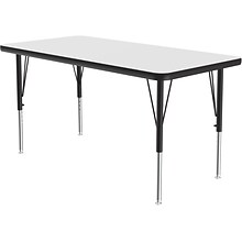 Correll Rectangular Activity Table, 60 x 24, Height-Adjustable, Frosty White/Black (A2460DE-REC-80