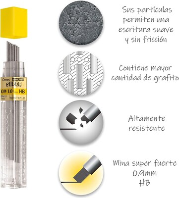 Pentel Super Hi-Polymer Lead Refill, 0.9mm, 15/Leads (50-9HB)