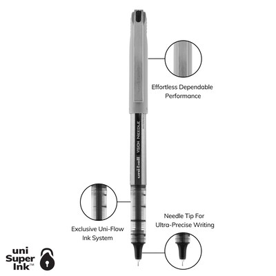 uniball Vision Needle Rollerball Pens, Fine Point, 0.7mm, Assorted Ink, 8/Pack (1734916)