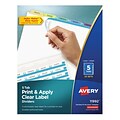 Avery Index Maker Paper Dividers with Print & Apply Label Sheets, 5 Tabs, Pastel, 25 Sets/Pack (1199