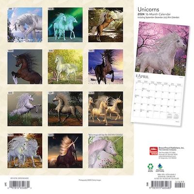 2024 BrownTrout Unicorns 12 x 24 Monthly Wall Calendar (9781975465483)