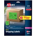 Avery Laser Shipping Labels, 8-1/2 x 11, Assorted Neon Colors, 1 Label/Sheet, 15 Sheets/Pack (5975