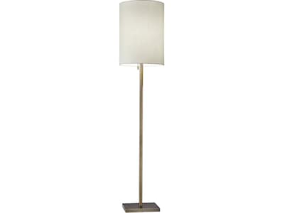 Adesso Liam 60.5 Antique Brass Floor Lamp with Light Beige Cylinder Shade (1547-21)