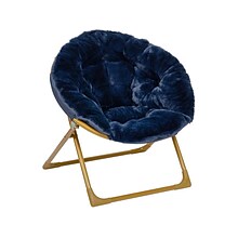 Flash Furniture Gwen Faux Fur Kids Folding Saucer Chair, Navy (FV-FMC-030-NV-SGD-GG)