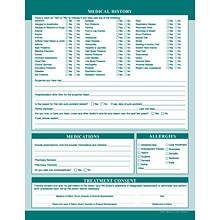 Medical Arts Press® Podiatry Registration and History Form, Teal, No Punch