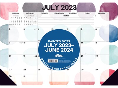 2023-2024 Willow Creek Painted Dots 17 x 12 Academic Monthly Desk Pad Calendar (37171)