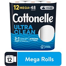 Cottonelle Ultra CleanCare 1-Ply Standard Toilet Paper, 312 Sheets/Roll, 12 Rolls/Case (47804)