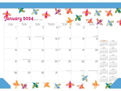 2023-2024 BrownTrout Busy Bees 15.5 x 11 Academic & Calendar Monthly Desk Pad Calendar (9781975470