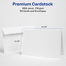 Avery Half-Fold Cards, 5.5 x 8.5, Matte White, 30/Box (AVE3378)