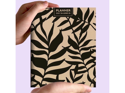 2024-2025 TF Publishing Natural Foliage 6.5" x 8" Academic Monthly Planner, Paperboard Cover, Beige/Black (AY25-4208)