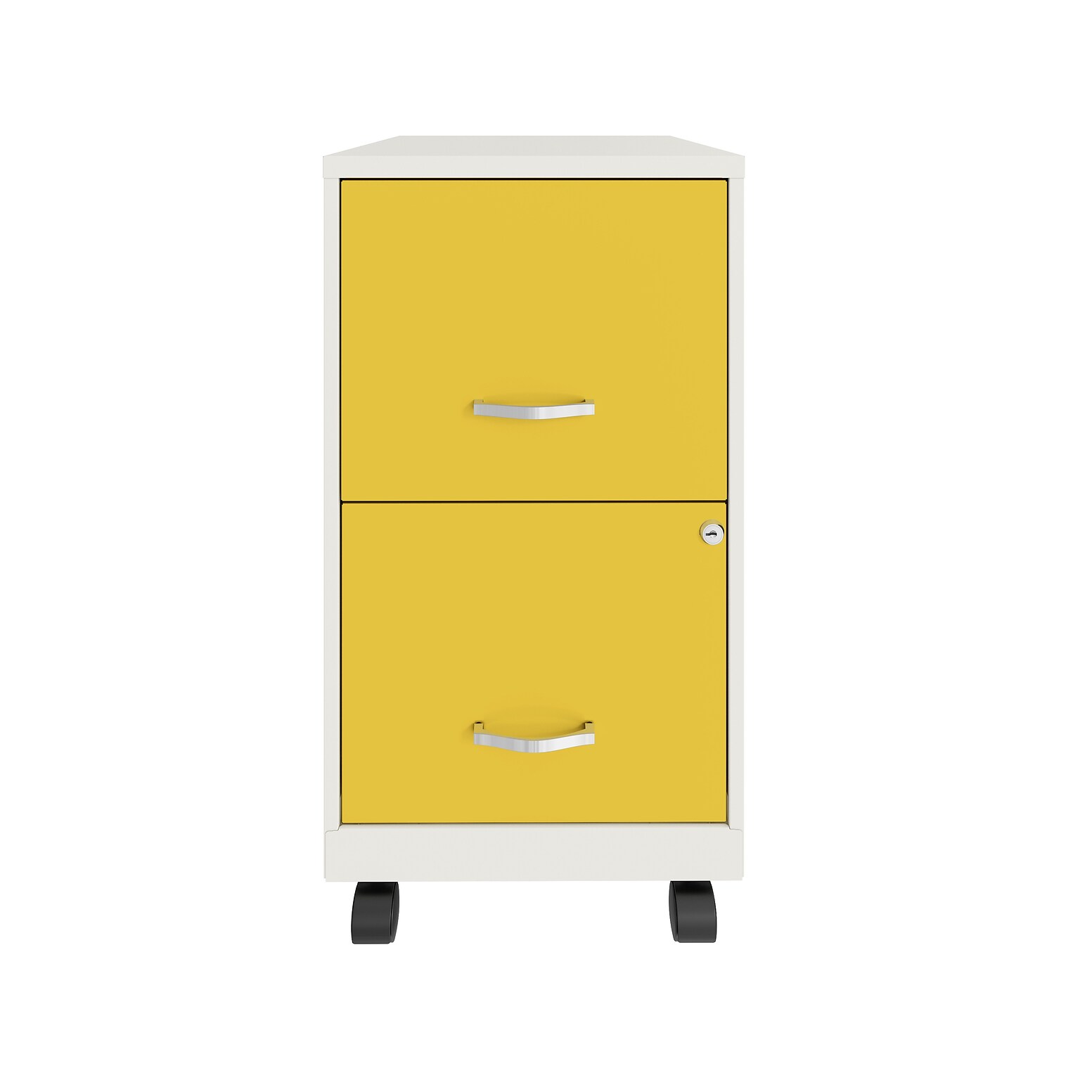 Space Solutions SOHO Smart File 2-Drawer Mobile Vertical File Cabinet, Letter Size, Lockable, Pearl White/Goldfinch (25337)