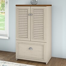 Bush Furniture Fairview Storage Cabinet with Drawer, Antique White/Tea Maple (WC53280-03)