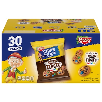 Keebler M&Ms Chip Deluxe Mini Chocolate Cookies, 1.6 oz., 30/Box (209-00466)