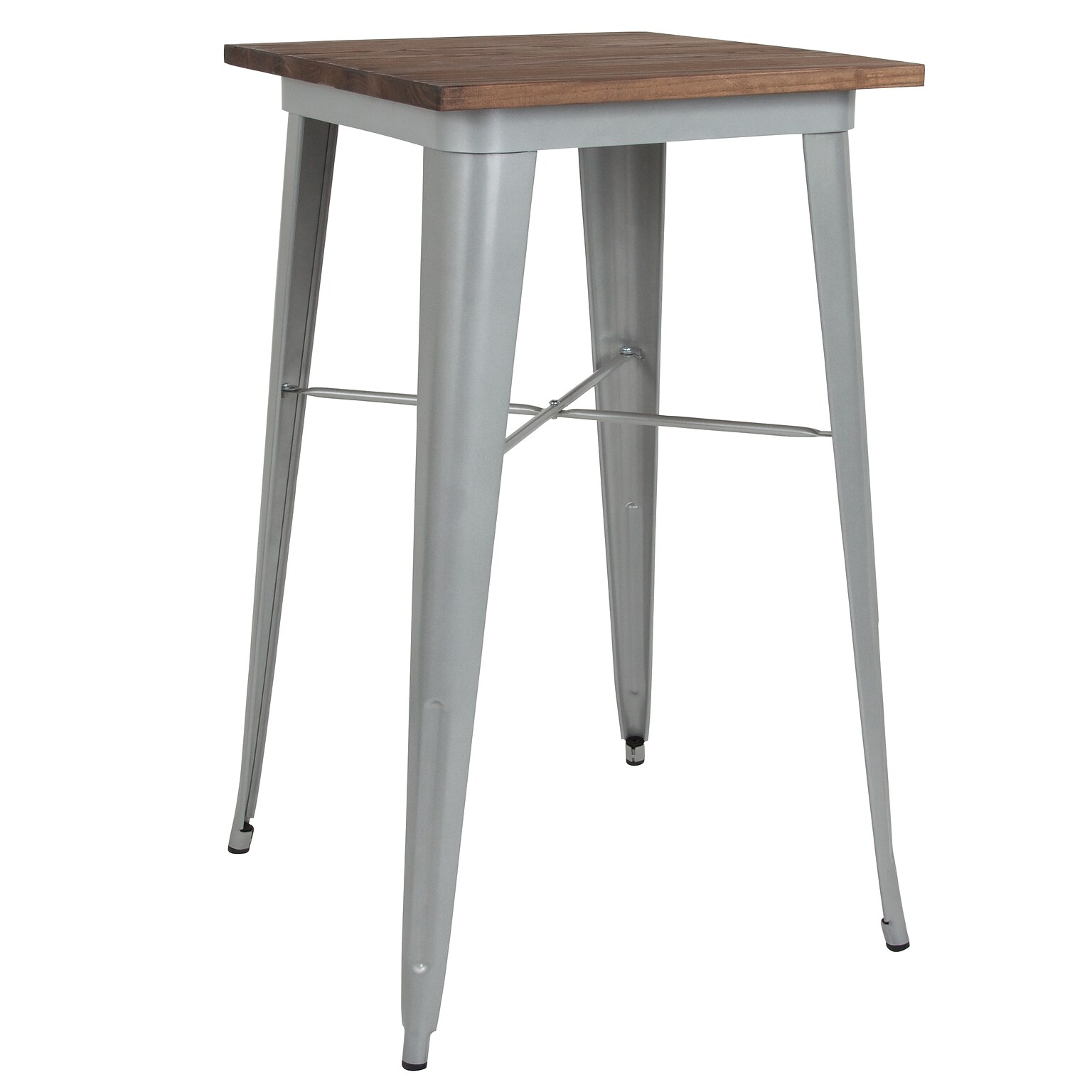 Flash Furniture Metal/Wood Restaurant Bar Table, 42H, Silver (CH3133040M1SIL)