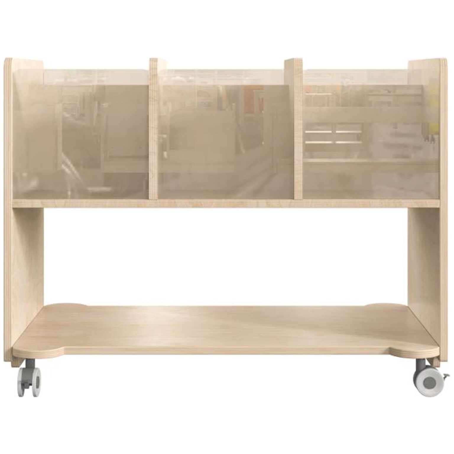 Flash Furniture Bright Beginnings Mobile 7-Section Storage Cart, 24.5H x 31.5W x 19.75D, Brown (MK-KE24275-GG)