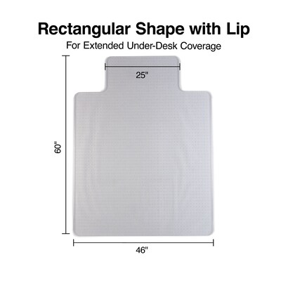 Quill Brand® 46" x 60" Rectangular w/Lip Chair Mat for Carpet, Resin (27015-US/CC)