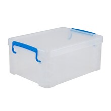 Advantus Super Stacker Snap Lid Storage Box, Clear/Blue (39811)