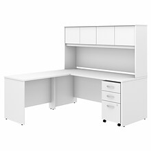 Bush Business Furniture Studio C 72W L Shaped Desk with Hutch, Mobile File Cabinet and Return, Whit