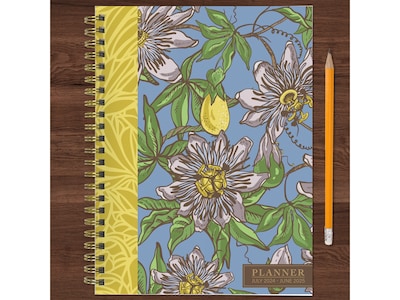 2024-2025 TF Publishing White Lotus Series Coastal Flowers 6" x 8" Academic Weekly & Monthly Planner, Paperboard Cover