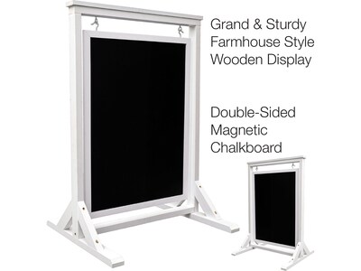 Excello Global Products Indoor/Outdoor Chalkboard Stand, 21" x 30", White/Black (HD-0090-WHT-OS)