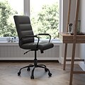 Flash Furniture Whitney Ergonomic LeatherSoft Swivel Mid-Back Executive Office Chair, Black/Black (G