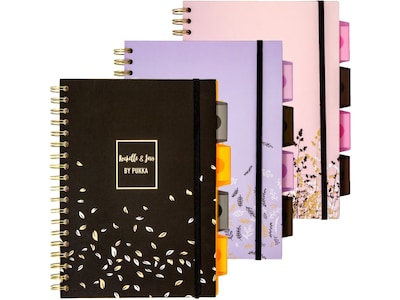 Pukka Pad Rochelle & Jess 5-Subject Notebooks, 6.9 x 9.8, Ruled, 100 Sheets, Assorted Colors, 3/Pa