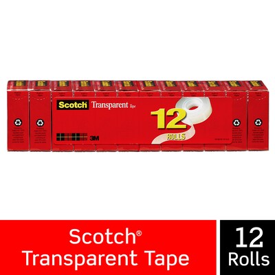 Scotch Transparent Tape Refill, 3/4" x 27.77 yds.,  12-Pack (600K12)