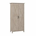 Bush Furniture Key West 66 Tall Storage Cabinet with Doors and 5 Shelves, Washed Gray (KWS266WG-03)