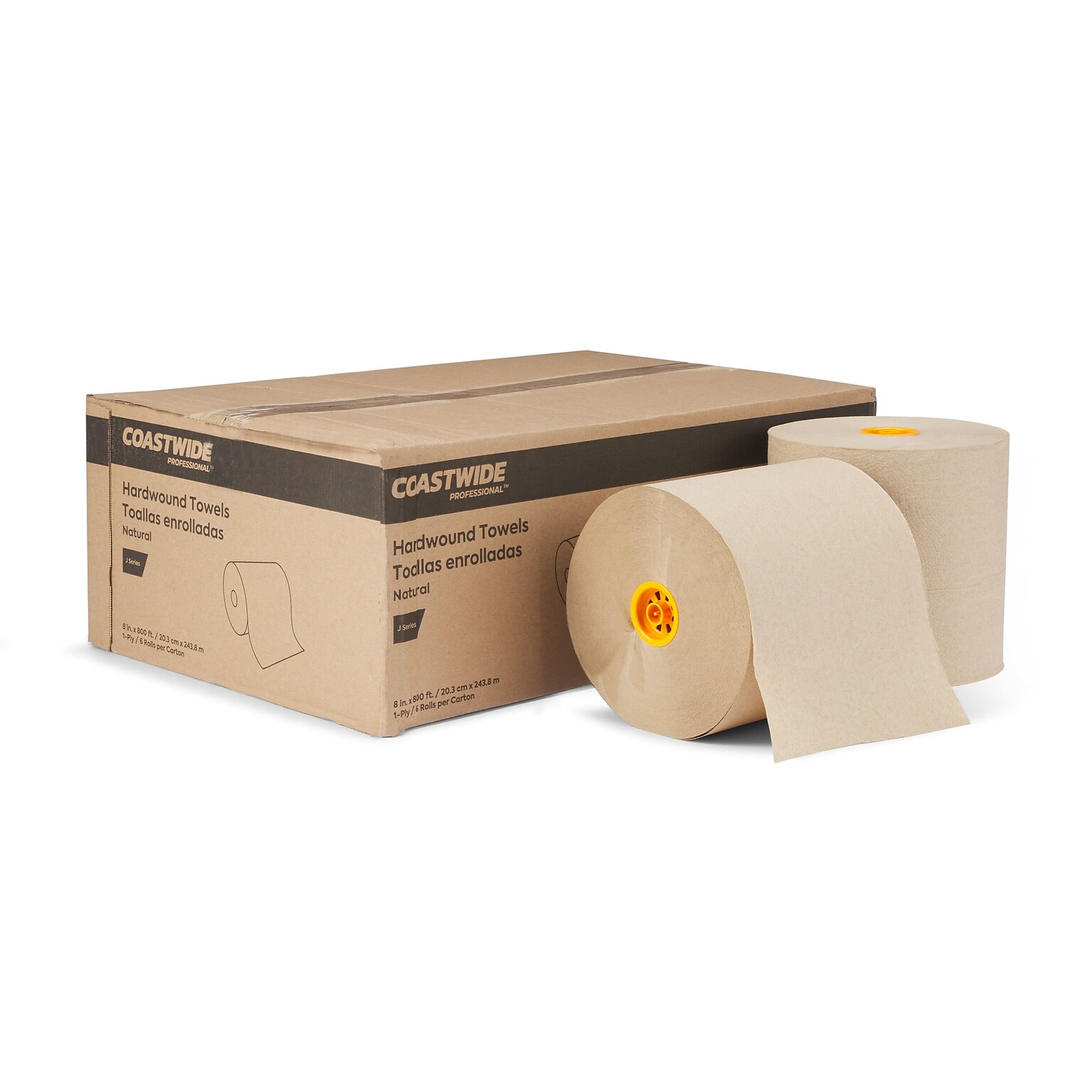 Coastwide Professional™ J-Series Hardwound Paper Towels, 1-ply, 800 ft./Roll, 6 Rolls/Carton (CWJHT-NAT)