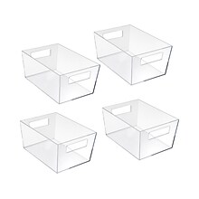 Azar Large Open Lid Storage Tote, Clear, 4/Pack (556237)