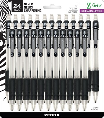 Zebra Z-Grip Mechanical Pencil, 0.7mm, #2 Medium Lead, 2 Dozen (15241)