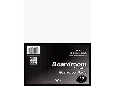 Roaring Spring Paper Products Boardroom Notepad, 8.5" x 11", White, 50 Sheets/Pad, 12 Pads/Pack, 6 Packs/Carton (24526)