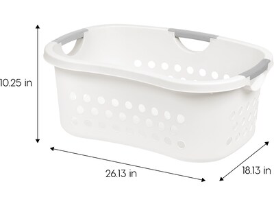 Iris 12.68-Gallon Laundry Basket, Plastic, White, 2/Pack (580011)