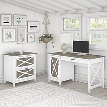 Bush Furniture Key West 54W Computer Desk with Storage and 2-Drawer Lateral File Cabinet, Shiplap G