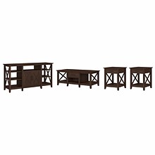 Bush Furniture Key West Manufactured Wood Console TV Stand, Screens up to 65, Bing Cherry (KWS025BC