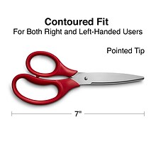 Staples 7 Kids Pointed Tip Stainless Steel Scissors, Straight Handle, Right & Left Handed (TR55049)