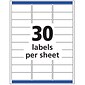 Avery Easy Peel Inkjet Address Labels, 1" x 2-5/8", Clear, 30 Labels/Sheet, 25 Sheets/Pack (8660)