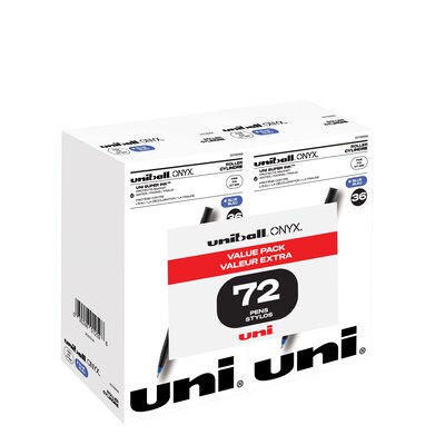 uniball Onyx Rollerball Pens, Fine Point, 0.7mm, Blue Ink, 72/Box (2013568)