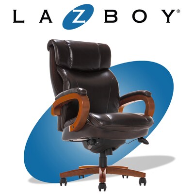 La-Z-Boy Trafford Faux Leather Executive Big & Tall Chair, 400 lb. Capacity, Vino Brown (45782OSS)